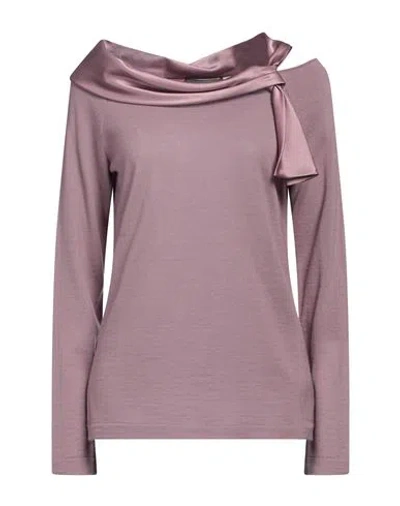 Alberta Ferretti Woman Sweater Mauve Size 8 Virgin Wool, Silk In Purple