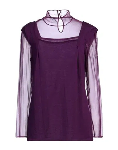 Alberta Ferretti Woman Turtleneck Mauve Size 8 Virgin Wool, Silk In Purple