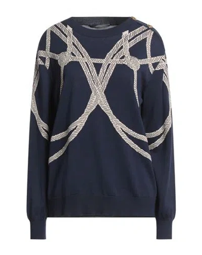 Alberta Ferretti Woman Sweater Navy Size 10 Cotton In Blue