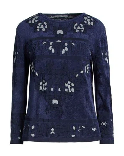 Alberta Ferretti Woman Sweater Navy Size 8 Viscose, Polyamide, Elastane In Blue