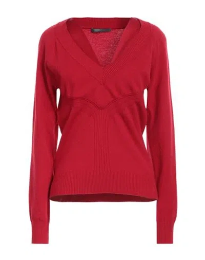Alberta Ferretti Woman Sweater Red Size 8 Virgin Wool, Cashmere, Polyamide, Elastane, Silk