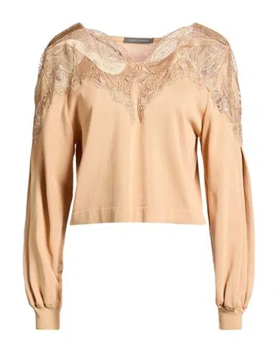 Alberta Ferretti Woman Sweater Sand Size 4 Cotton, Polyamide In Brown
