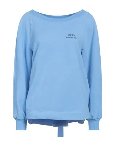 Alberta Ferretti Woman Sweatshirt Sky Blue Size 4 Cotton, Elastane