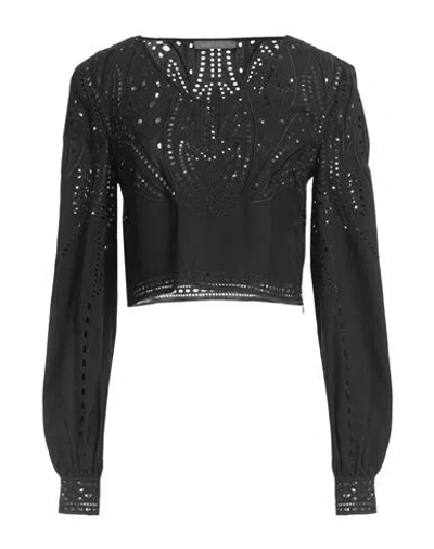 Alberta Ferretti Woman Top Black Size 10 Cotton, Polyester