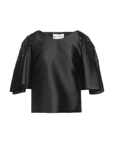 Alberta Ferretti Woman Top Black Size 6 Polyester, Silk
