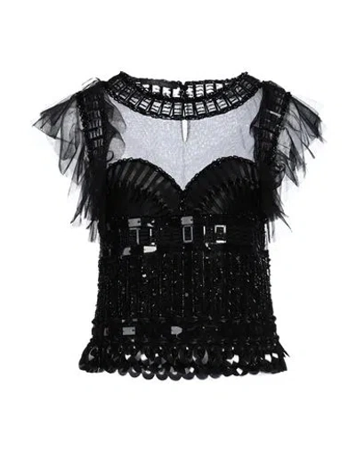 Alberta Ferretti Woman Top Black Size 10 Polyamide, Glass, Pvc - Polyvinyl Chloride, Polyester