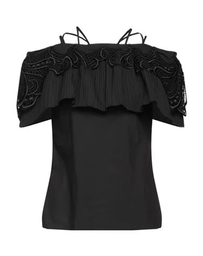 Alberta Ferretti Woman Top Black Size 4 Cotton, Polyester