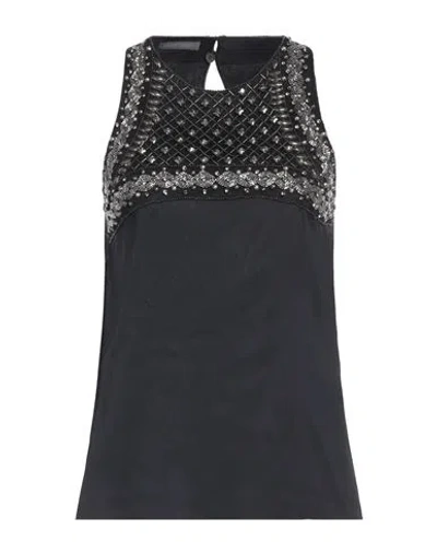 ALBERTA FERRETTI ALBERTA FERRETTI WOMAN TOP BLACK SIZE 6 ACETATE, SILK