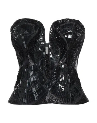Alberta Ferretti Woman Top Black Size 8 Polyester, Silk, Pvc - Polyvinyl Chloride, Glass, Metal