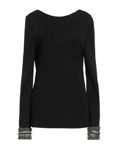 Alberta Ferretti Woman Top Black Size 8 Viscose, Silk, Acetate, Glass, Brass