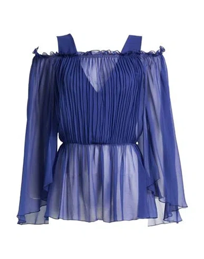 Alberta Ferretti Woman Top Blue Size 4 Acetate, Viscose In Neutral