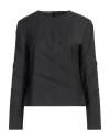 Alberta Ferretti Woman Top Charcoal Size 10 Polyester, Virgin Wool, Viscose, Elastane