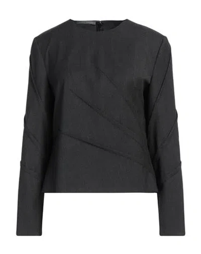Alberta Ferretti Woman Top Charcoal Size 10 Polyester, Virgin Wool, Viscose, Elastane