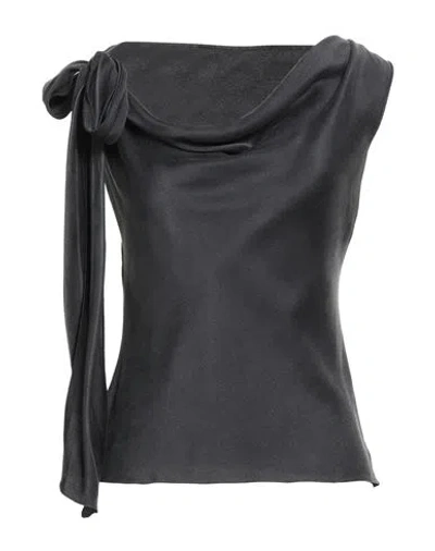 Alberta Ferretti Woman Top Charcoal Size 4 Silk In Blue