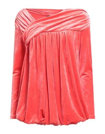 Alberta Ferretti Woman Top Coral Size 4 Viscose, Polyamide, Elastane In Pink