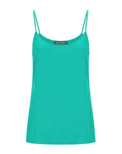 Alberta Ferretti Woman Top Emerald Green Size 8 Acetate, Silk, Elastane In Blue