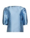 Alberta Ferretti Woman Top Light Blue Size 8 Polyester, Silk In Blue