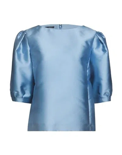 Alberta Ferretti Woman Top Light Blue Size 8 Polyester, Silk