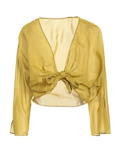 Alberta Ferretti Woman Top Lime Green Size 6 Cotton, Silk In Yellow