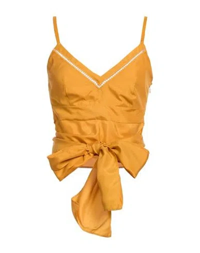 Alberta Ferretti Woman Top Mandarin Size 2 Silk In Orange