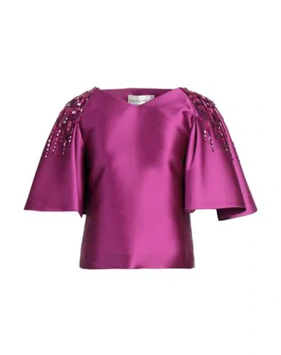Alberta Ferretti Woman Top Mauve Size 4 Polyester, Silk In Purple