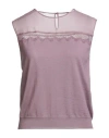 Alberta Ferretti Woman Top Mauve Size 4 Virgin Wool, Silk In Purple