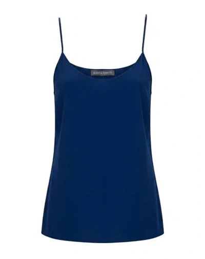 Alberta Ferretti Woman Top Navy Size 10 Acetate, Silk, Elastane In Blue