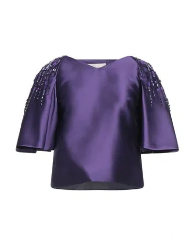 Alberta Ferretti Woman Top Purple Size 8 Polyester, Silk