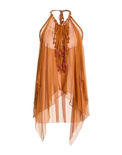 Alberta Ferretti Woman Top Rust Size 6 Silk In Brown