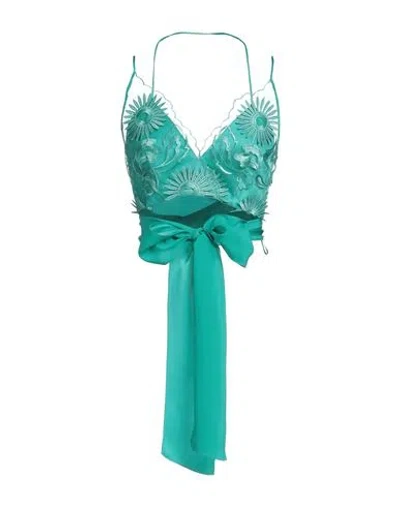 Alberta Ferretti Woman Top Turquoise Size 6 Polyester, Silk In Blue