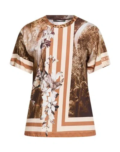 Alberta Ferretti Woman T-shirt Brown Size L Cotton In Multi