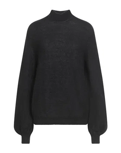 Alberta Ferretti Woman Turtleneck Black Size 10 Mohair Wool, Nylon, Virgin Wool