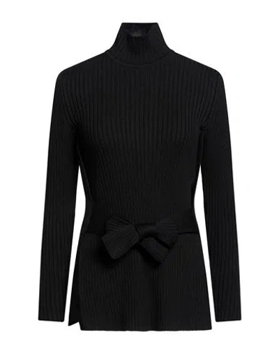 Alberta Ferretti Woman Turtleneck Black Size 6 Virgin Wool In Animal Print
