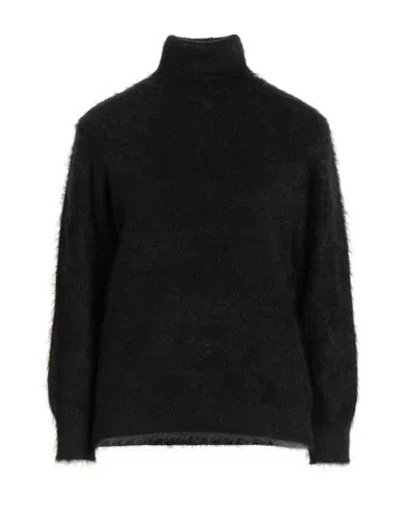 Alberta Ferretti Woman Turtleneck Black Size 8 Mohair Wool, Polyamide, Virgin Wool