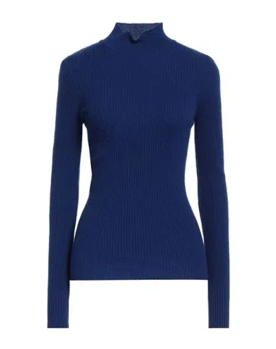 Alberta Ferretti Woman Turtleneck Blue Size 6 Virgin Wool, Cashmere