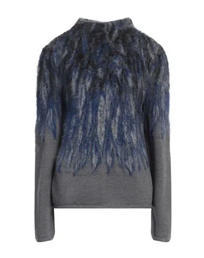 Alberta Ferretti Woman Turtleneck Blue Size 6 Virgin Wool, Mohair Wool, Polyamide