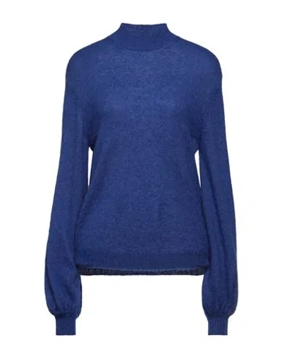 Alberta Ferretti Woman Turtleneck Bright Blue Size 6 Mohair Wool, Nylon, Virgin Wool