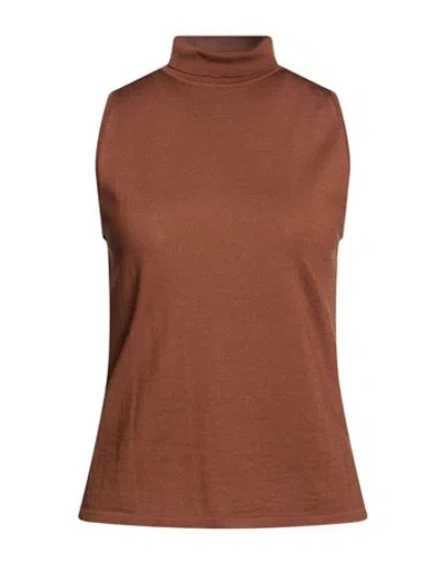 Alberta Ferretti Woman Turtleneck Brown Size 2 Virgin Wool