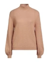 Alberta Ferretti Woman Turtleneck Camel Size 10 Mohair Wool, Nylon, Virgin Wool In Brown