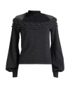 Alberta Ferretti Woman Turtleneck Charcoal Size 4 Virgin Wool, Cashmere, Silk In Black