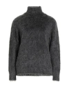 Alberta Ferretti Woman Turtleneck Charcoal Size 6 Mohair Wool, Polyamide, Virgin Wool In Animal Print