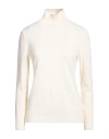 Alberta Ferretti Woman Turtleneck Cream Size 8 Virgin Wool, Cashmere In White