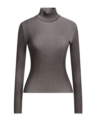 Alberta Ferretti Woman Turtleneck Dark Brown Size 4 Viscose, Polyamide In Gray