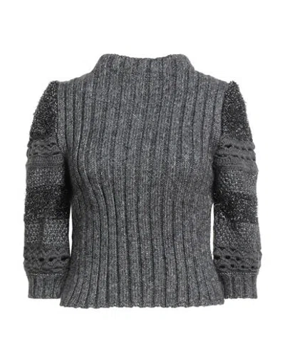 Alberta Ferretti Woman Turtleneck Grey Size 12 Polyester, Polyamide, Mohair Wool, Virgin Wool
