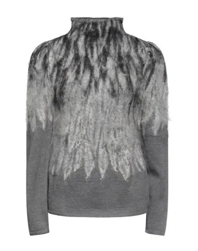 Alberta Ferretti Woman Turtleneck Grey Size 4 Virgin Wool, Mohair Wool, Polyamide In Grey