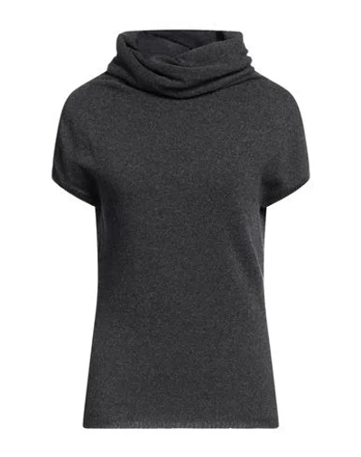 Alberta Ferretti Woman Turtleneck Lead Size 10 Virgin Wool, Cashmere In Black