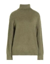 Alberta Ferretti Woman Turtleneck Military Green Size 8 Mohair Wool, Polyamide, Virgin Wool