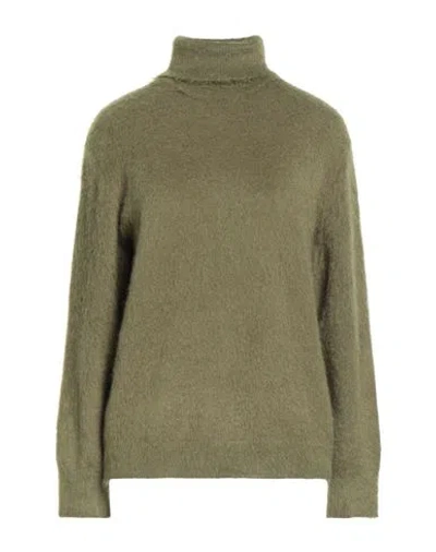 Alberta Ferretti Woman Turtleneck Military Green Size 8 Mohair Wool, Polyamide, Virgin Wool