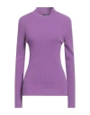 Alberta Ferretti Woman Turtleneck Purple Size 10 Virgin Wool, Cashmere