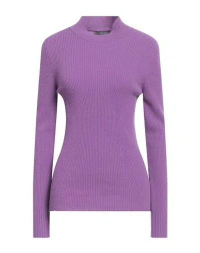 Alberta Ferretti Woman Turtleneck Purple Size 10 Virgin Wool, Cashmere